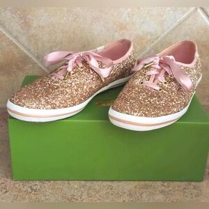 Keds Women's Champion Pink Glitter Lace Up Sneakers